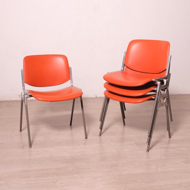 LDSC 106 Chairs in Leather by Giancarlo Pirretti for Jec Castelli, 1970s, Set of 4 For Sale - Image 17 of 18