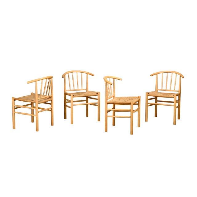 J151 Dining Chairs in Beech and Papercord by Erik Ole Jørgensen for FDB Møbler, 1970s, Set of 4 For Sale - Image 17 of 17