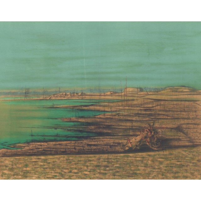 Original lithograph after the painting "La Mer Morte" (Dead Sea) by Jean Carzou, published in the 1959 monograph...