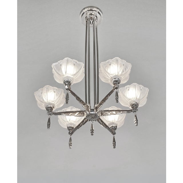Ezan French Art Deco Chandelier by Jean Gauthier Ejg - 1930 France For Sale - Image 4 of 13