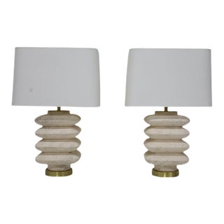 Pair of Vintage Travertine Lamps For Sale