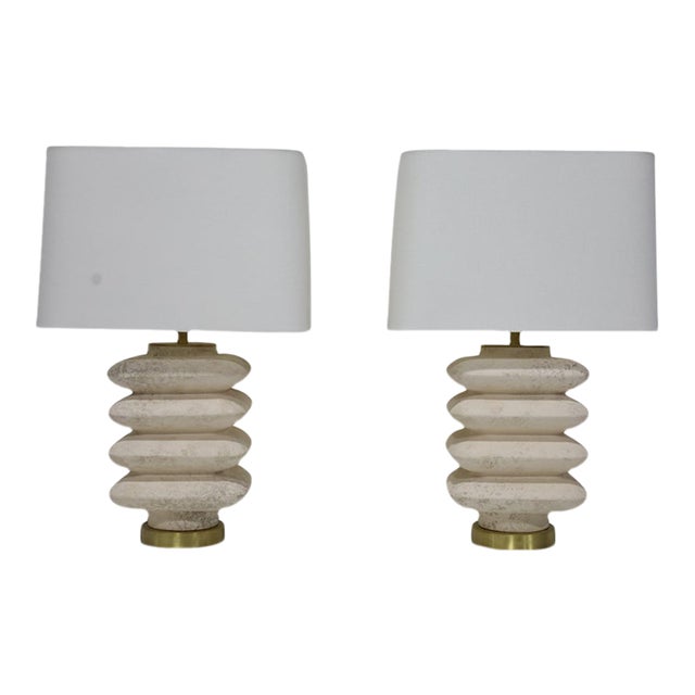 Pair of Vintage Travertine Lamps For Sale