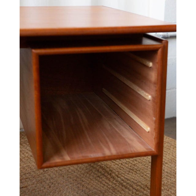 Brown 1960s Danish Teak Writing Desk Attributed to Arne Vodder For Sale - Image 8 of 18