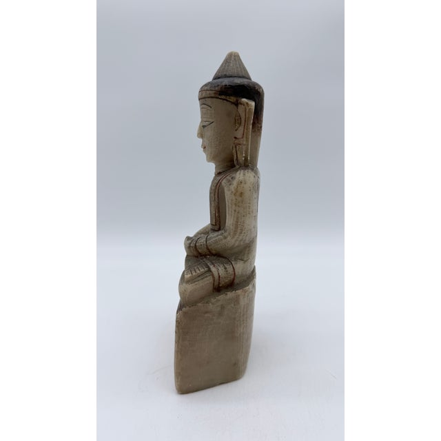 Early 20th Century Antique Burmese Alabaster Seated Buddha, Mandalay Period, Circa Late 19th–Early 20th Century For Sale - Image 5 of 13