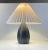 - black and white glazed ovoid ceramic table lamp decorated in sgrafitto style. - designed and made by elisabeth loholt in...
