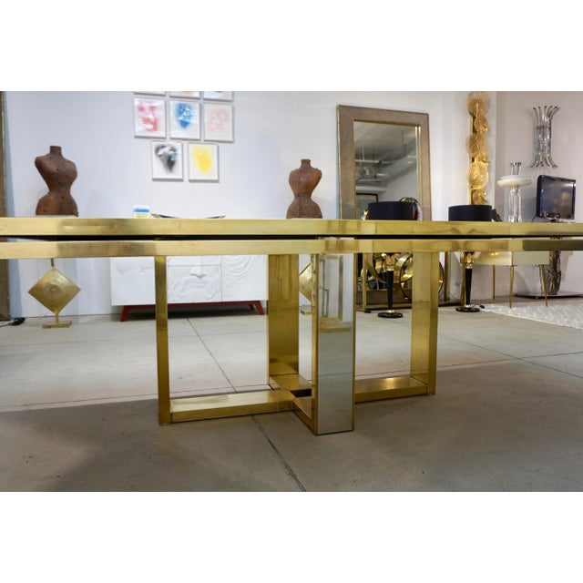 Sinopoli 1970s Italian Brass Satin & Chrome Geometric Large Dining Table For Sale In New York - Image 6 of 11