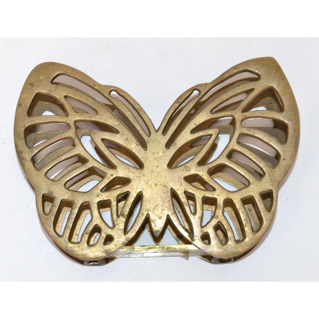 Brass Hollywood Regency Handcrafted Brass Butterfly Napkin Holder Table / Serveware For Sale - Image 8 of 13