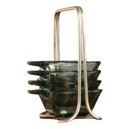 Tourmaline Glass Ashtray by Wilhelm Wagenfeld For Sale