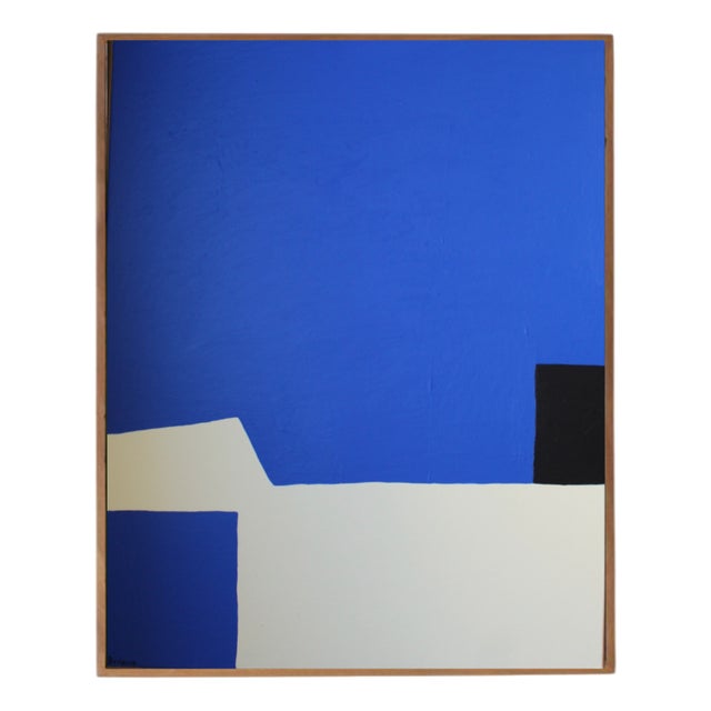 Bodasca, Minimalist Blue Composition, 2025, Acrylic on Stretched Canvas For Sale