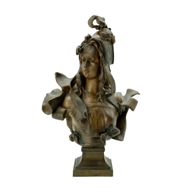 Bronze Bust of a Young Woman by Anton Nelson, 1890s For Sale