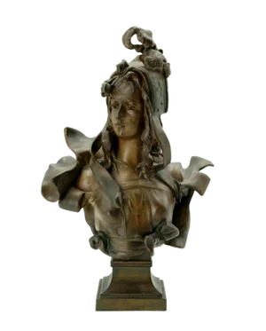 Bronze Bust of a Young Woman by Anton Nelson, 1890s