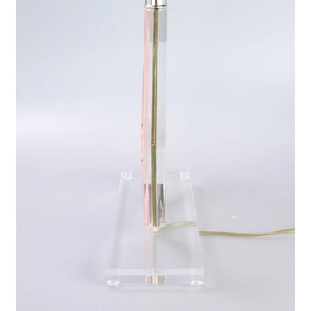 Metal Vintage Lucite and Chrome Table Lamp For Sale - Image 7 of 9