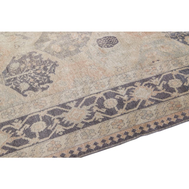 Vintage Turkish Sivas Handmade Allover Motif Beige Wool Rug For Sale In New York - Image 6 of 9