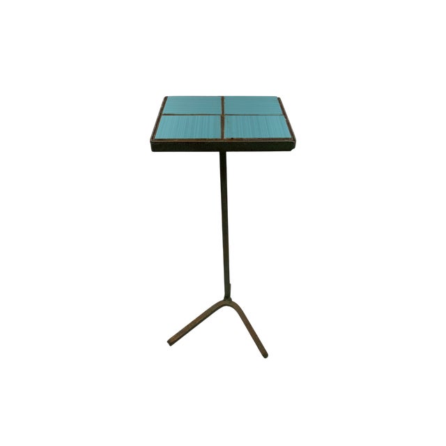 Modern Azure Iron and Tiles Side Table, France, 1960s For Sale - Image 6 of 9