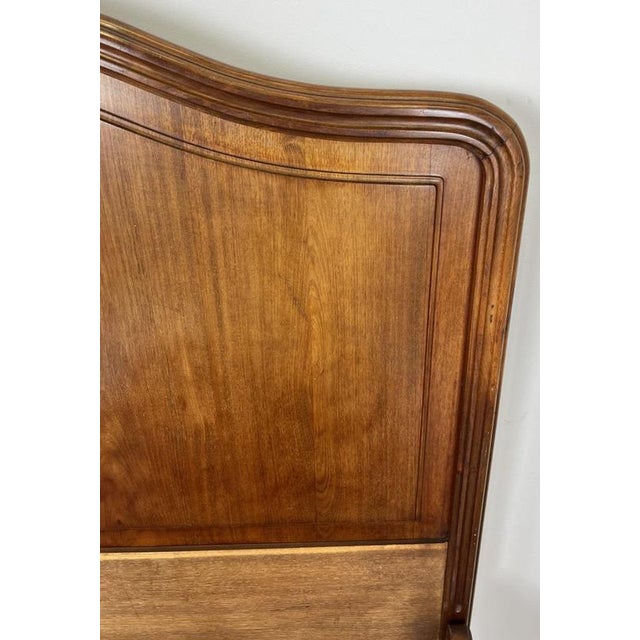 Antique French Style Double Bed Frame with Carved Walnut Headboard For Sale - Image 10 of 18