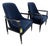Modern Navy Blue Velvet Slope Lounge Chairs - A Pair For Sale