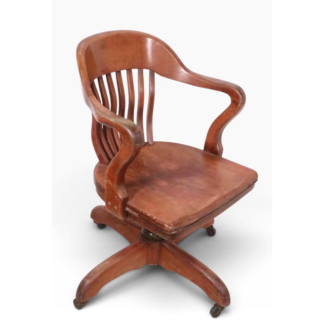 Early 20th Century Bank of England Jury Style Swivel Tilt Desk Chair For Sale - Image 9 of 10