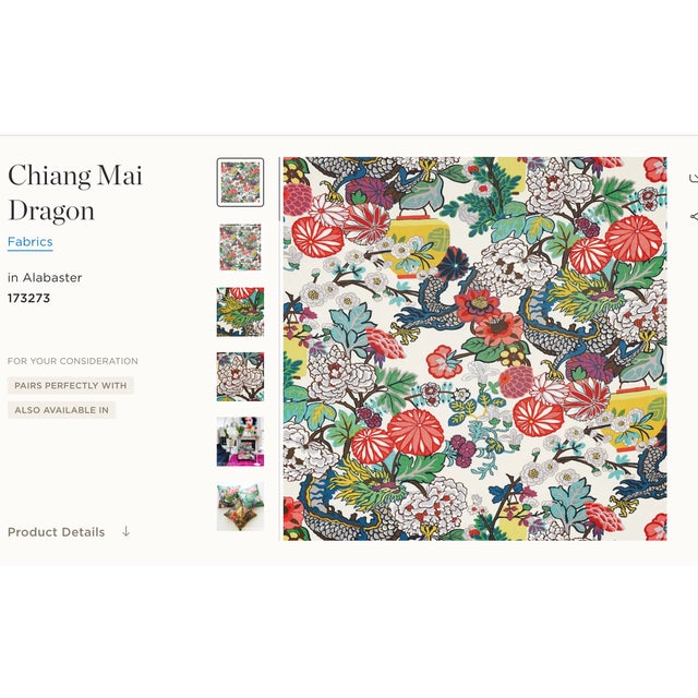 2020s Matching Schumacher Dragon Fabric Bench Seats For Sale - Image 5 of 5