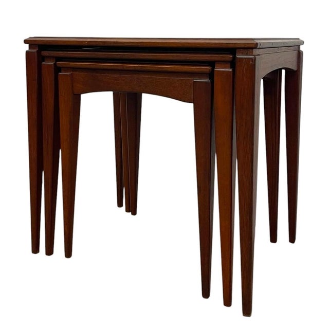 1970s Mid Century Modern Nesting Table Vith Removable Glass Tops, Set of Three For Sale - Image 4 of 9