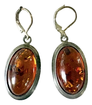 Sterling Silver and Amber Vintage Earrings