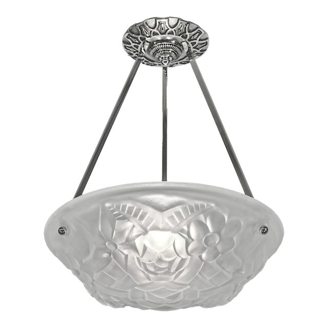 French Art Deco Pendant Light by Degue 1930 France - 2 Available For Sale