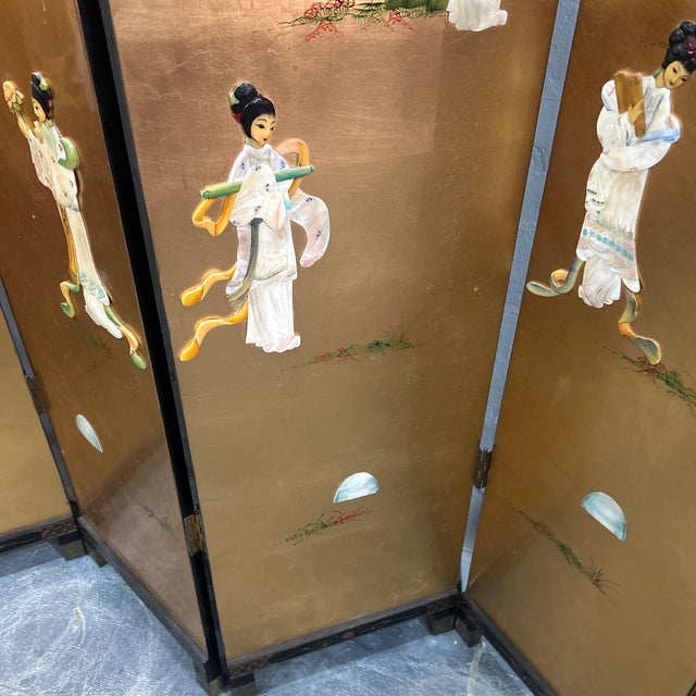 1950s Stunning Gold Asian Room Divider Screen For Sale - Image 9 of 12