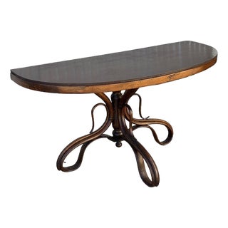 Late Victorian Bent Wood Scrolling Console Table W/ Marble Top by Thonet For Sale