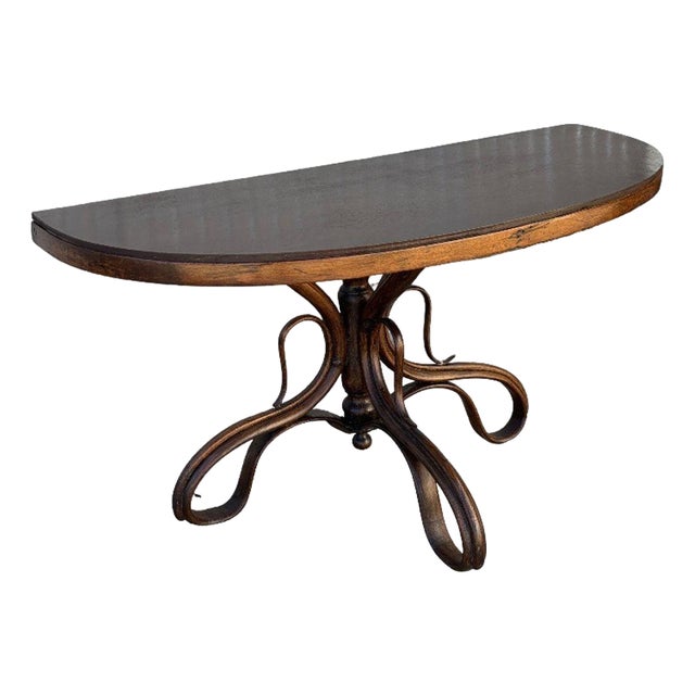 Late Victorian Bent Wood Scrolling Console Table W/ Marble Top by Thonet For Sale