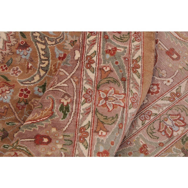 Textile Floral 1990's Pak-Persian Dark Tan/Tan Wool Rug - 9'3'' X 11'10'' For Sale - Image 7 of 9