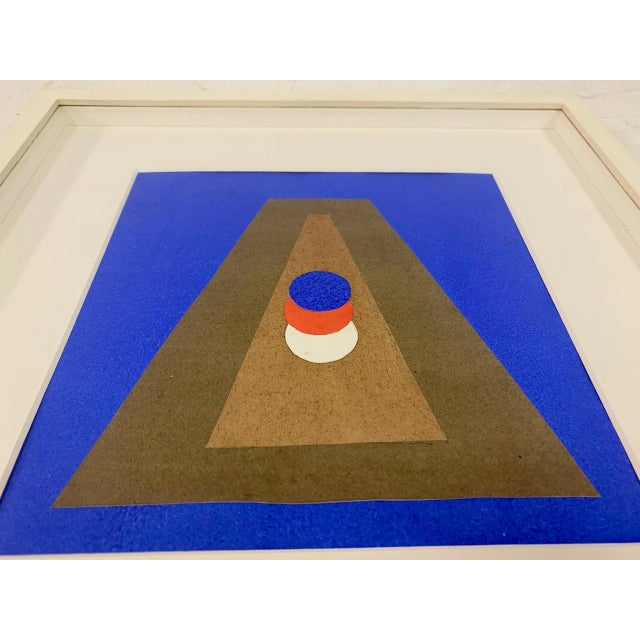 Italo Valenti, Pyramids in Blue, 1973, Collage and Gouache For Sale - Image 6 of 9