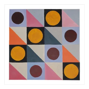 2023 "Fruit Salad Patchwork II" Geometric Grid Pattern Acrylic Painting on Watercolor Paper by Natalia Roman