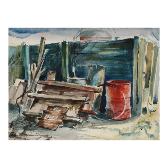 1950s "Junk Heap 67" Watercolor Painting by Eve Nethercott For Sale