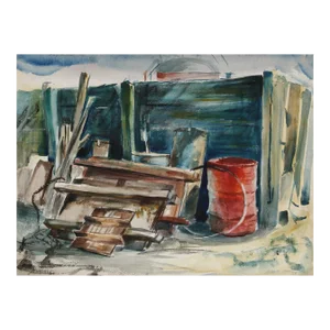 1950s "Junk Heap 67" Watercolor Painting by Eve Nethercott