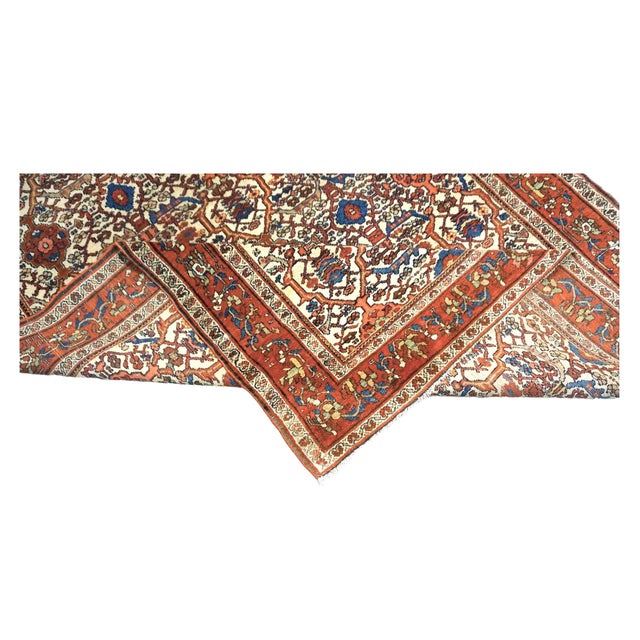 Vintage Persian Farahan Wool 4x7 Rust, Blue & Ivory Handmade Area Rug #9902006 For Sale In Houston - Image 6 of 7