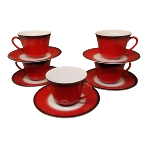 Set of Five, Vintage Seltmann Wiiden K. West Germany Teacup and Saucer Porcelain China