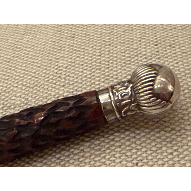Antique Exquisite English Horn Handled Sterling Silver Toast Fork - Heavy and Hallmarked For Sale - Image 4 of 12