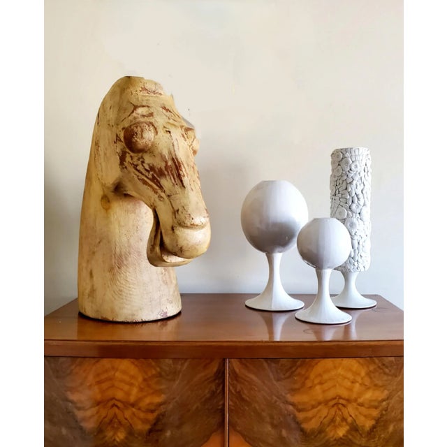 Early 20th Century Hand Carved and Painted Wood Camel Head Sculpture. 20" tall 19"wide (snout to back) Base is 9.5"...