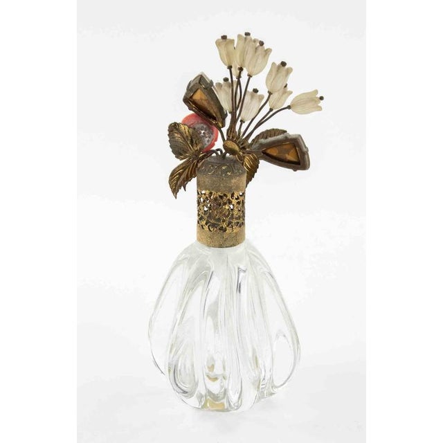 Clear Glass Perfume Bottle with Jeweled Top, 1930s For Sale - Image 3 of 5