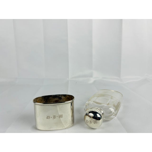 Andrew Barrett & Sons Sterling Silver & Glass Locking Flask E. 20th C. For Sale - Image 4 of 7