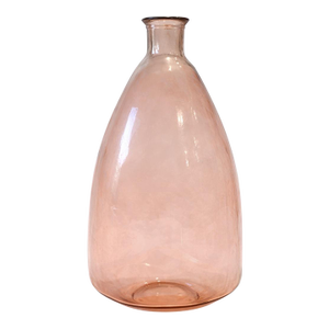 Large Blush Pink Glass Demijohn Floor Vase – Coastal Organic Modern Accent, 25”