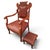 Copper Rare Antique Victorian Carved Oak & Leather Throne Armchair With Matching Ottoman For Sale - Image 8 of 12