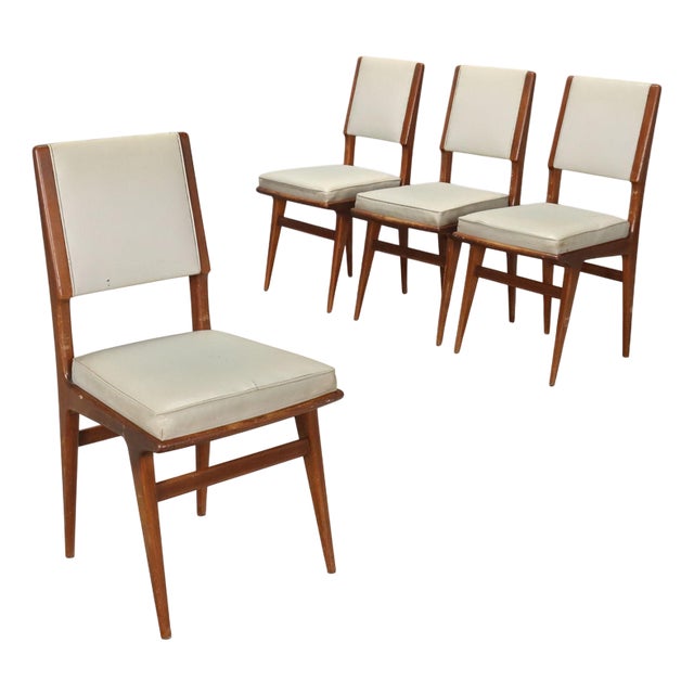 Vintage Beech and Vinyl Chairs, 1950s For Sale