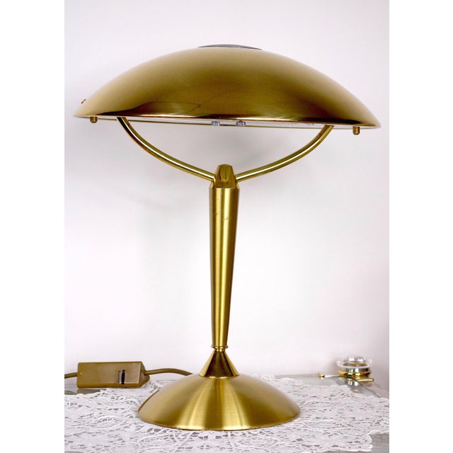 1970s Vintage Halogen Brass Mushroom Table Lamp from Sölken Leuchten, 1970s For Sale - Image 5 of 8