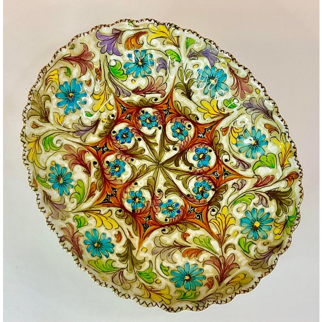 Mid 20th Century Vintage Italian Mediterranean Majolica Handpainted Serving Bowl. For Sale - Image 5 of 11