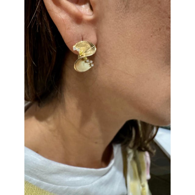 0.34 Carat Diamond Yellow Gold Art Deco Inspired Earrings - 2 Pieces For Sale - Image 9 of 10