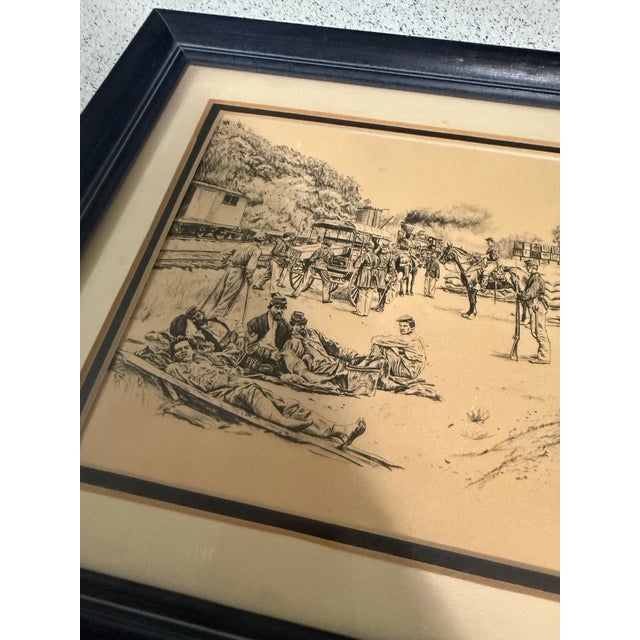 Realism 1940s George I. Parrish Jr Gettysburg Civil War Etching Framed Signed 13.5x10.5 For Sale - Image 3 of 6