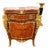 Vintage Louis XV Style Marquetry Bombe Chest Gilt Bronze Mounts & Marble Top For Sale