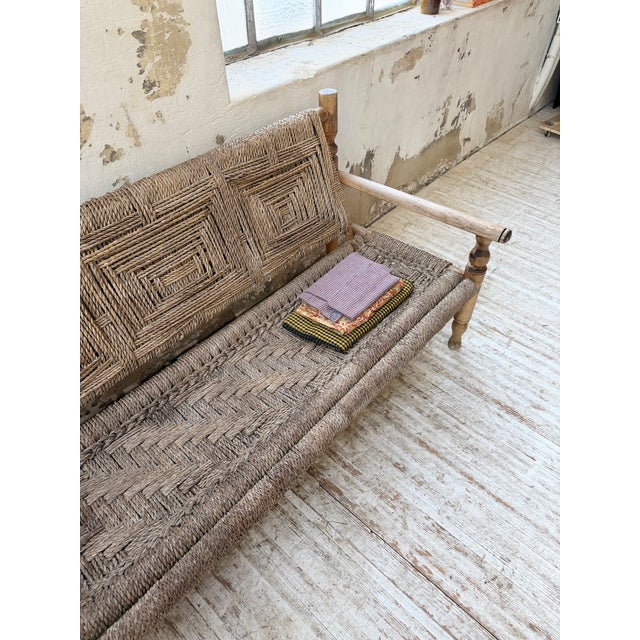 Brown Rope Bench by Adrien Audoux & Frida Minet, 1950s For Sale - Image 8 of 18