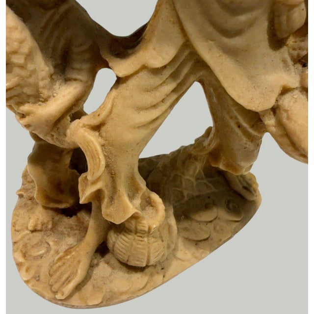 Vintage Chinese Carved Soapstone Fisherman & Boy Fish Basket Sculpture 7" For Sale - Image 4 of 13