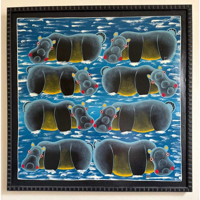 A painting from the Tinga Tinga Arts Collective signed by the artist. Based in Dar Es Salaam Tanzania, Fossi has a unique...